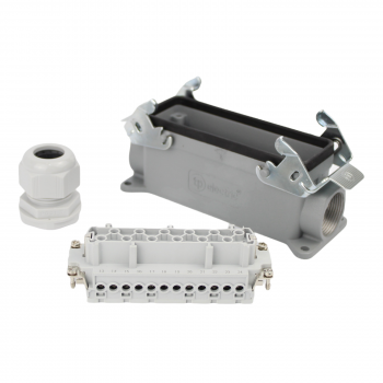 Preview: Industriesteckverbinder - Sockelgehäuse + Buchse 24 Polig 16A - Metall